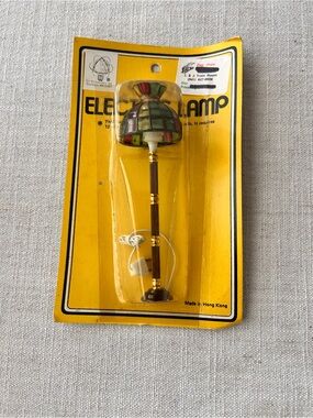 Dollhouse Miniature Floor Lamp Stain Glass Look Brown & Brass 1:12 12v Plug NEW